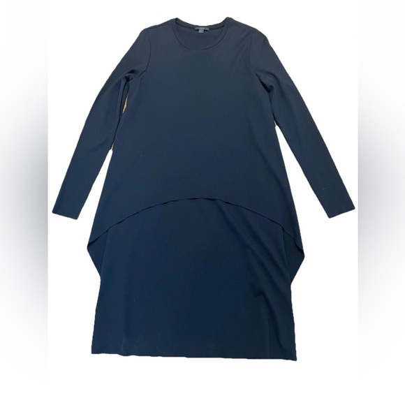 COS Layered Raw Cut Hem Black Dress Cotton Jersey, Size‎ Small - Picture 2 of 7